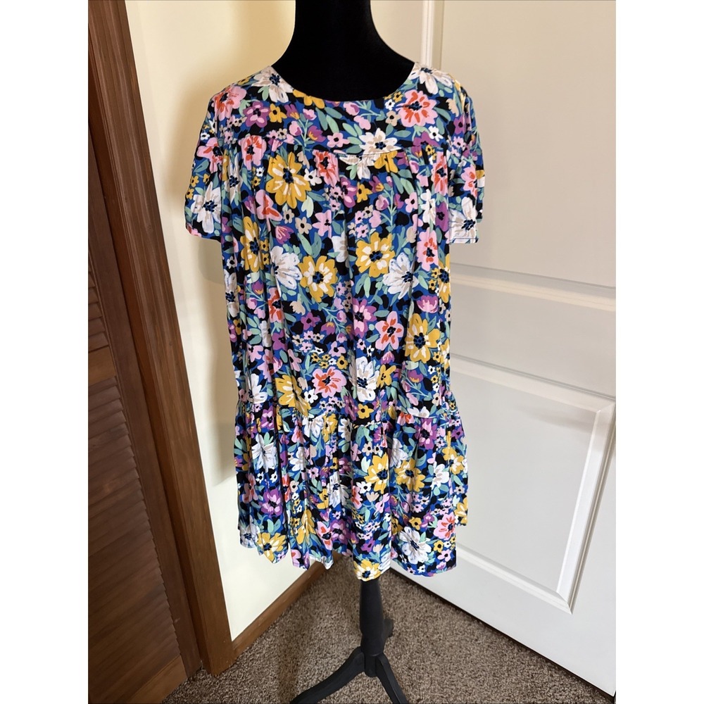 Storia Romantic Floral Tiered Babydoll Mini Dress Cottage Beach Festival Small